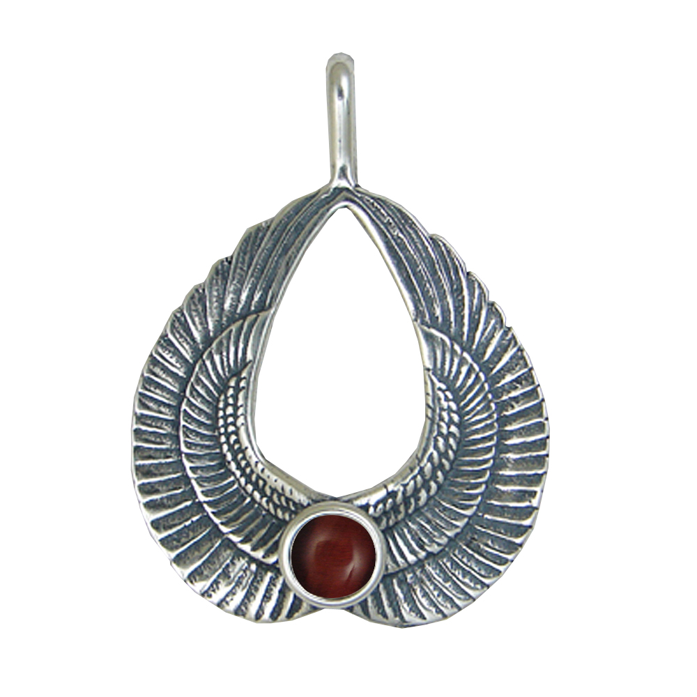 Sterling Silver Wings of Love Pendant With Red Tiger Eye